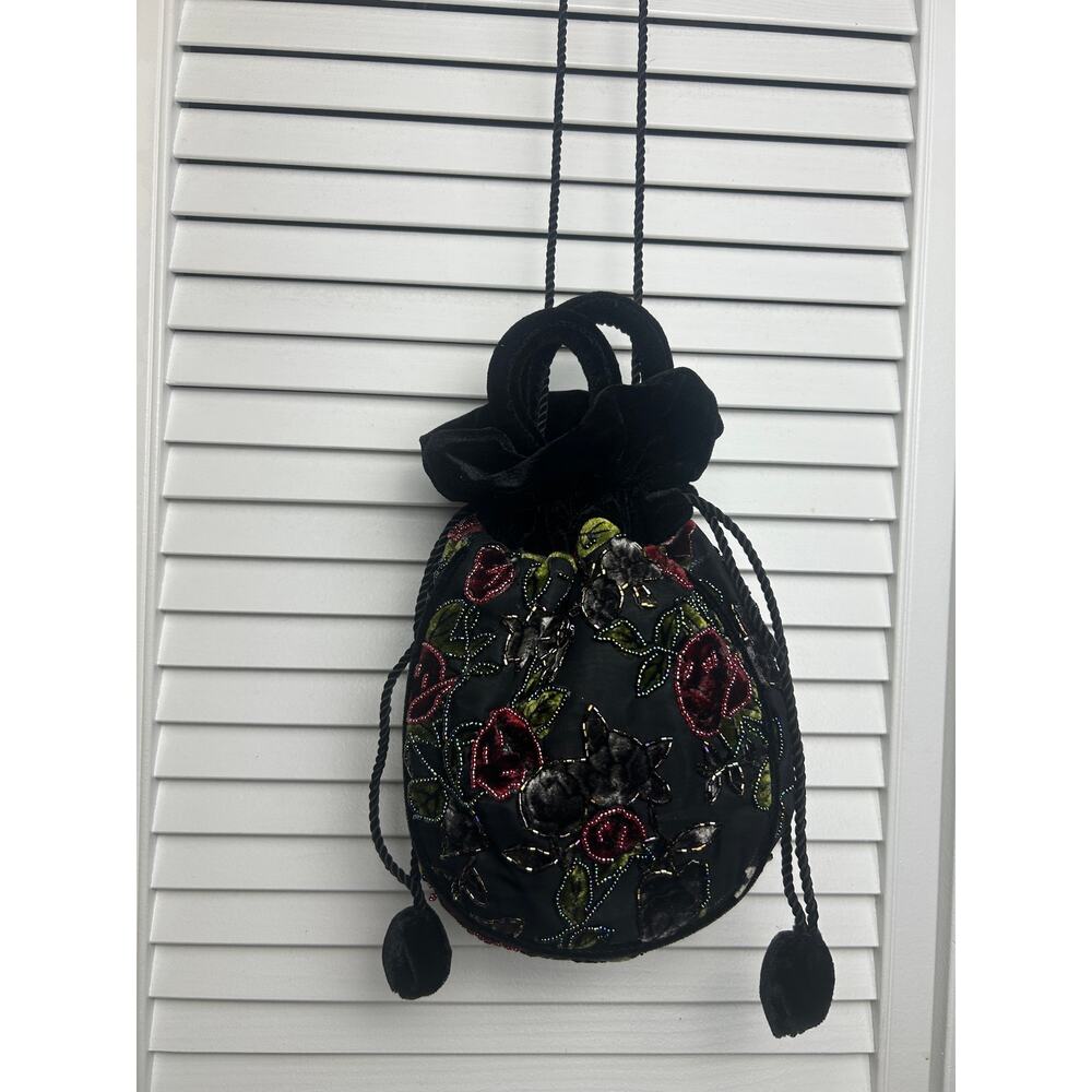 handmade burnt velvet beaded bucket bag formal by kimberly berry